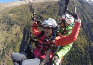 Tandem Paragliding Flight Above The Mont Blanc In Chamonix