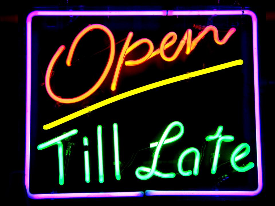 Till later. Till late at Night время. Till late at Night. We are open till 5.