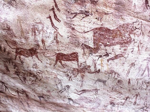 drawings on Cave of Swimmers and Cave of Beasts